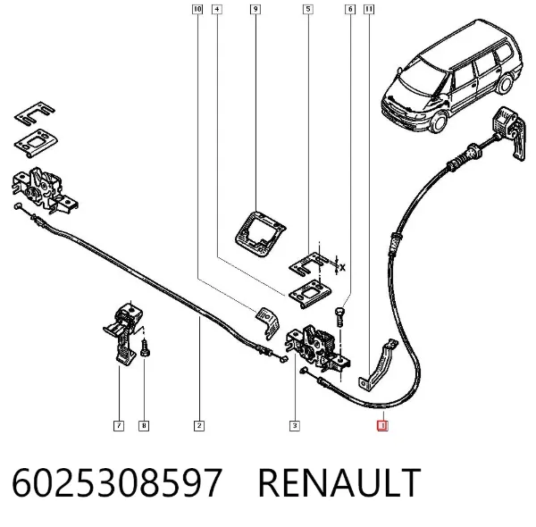 Cable de capó del motor 6025308597 Renault (RVI)