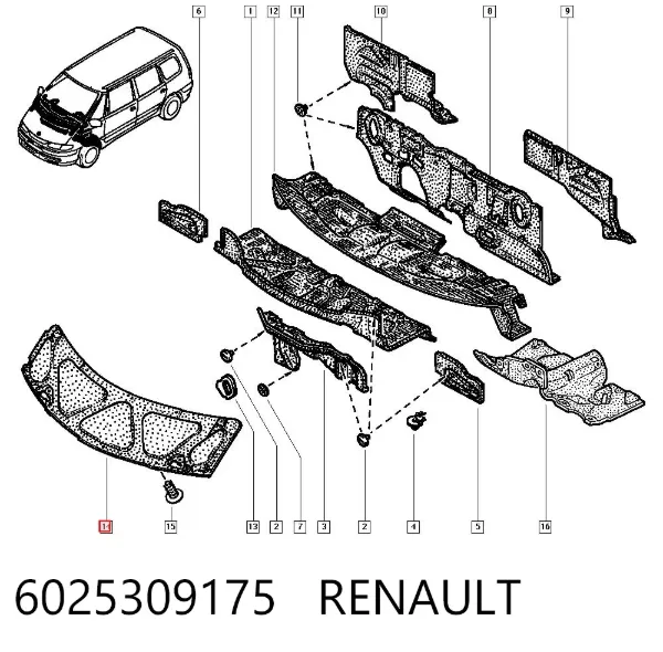 Aislamiento del Capó 6025309175 Renault (RVI)