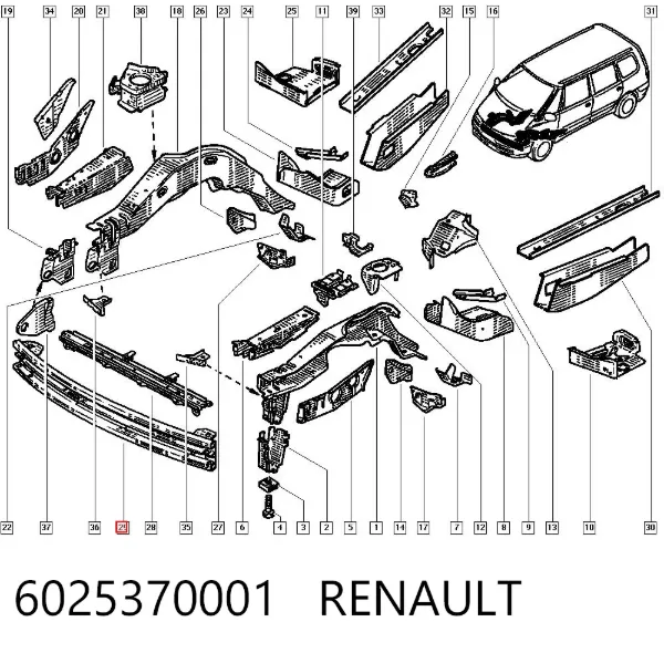 Refuerzo parachoque delantero Renault Espace III