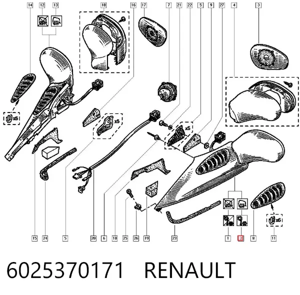 Espejo de retrovisor izquierdo 6025370171 Renault (RVI)