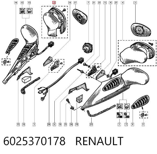 Cubierta De Espejo Retrovisor Derecho 6025370178 Renault (RVI)