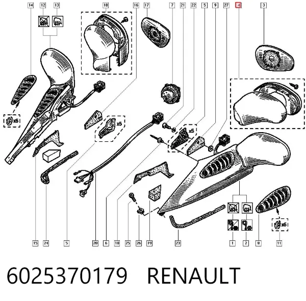 Cubierta De Espejo Retrovisor Izquierdo 6025370179 Renault (RVI)