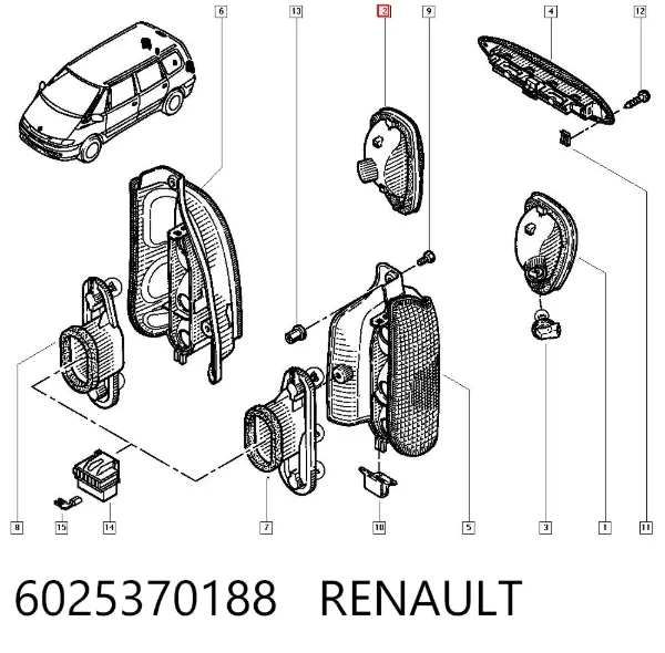Luz antiniebla trasera derecha 6025370188 Renault (RVI)