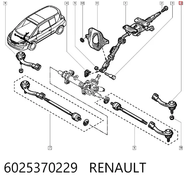 Rótula barra de dirección 6025370229 Renault (RVI)