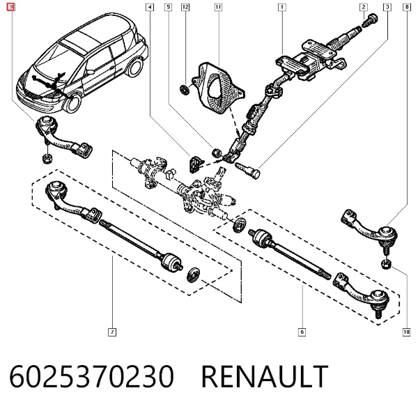 Rótula barra de dirección 6025370230 Renault (RVI)