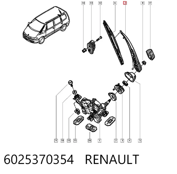 Brazo del limpiaparabrisas, trasero 6025370354 Renault (RVI)
