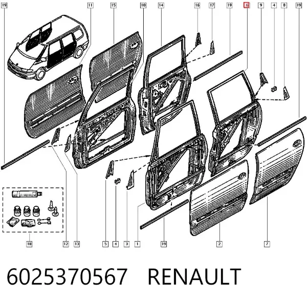 Puerta trasera izquierda 6025370567 Renault (RVI)