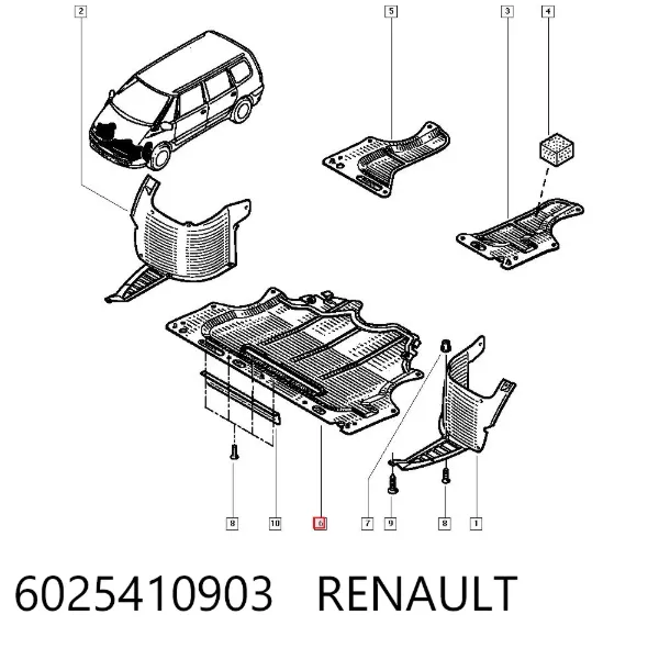 Protección motor / empotramiento 6025410903 Renault (RVI)