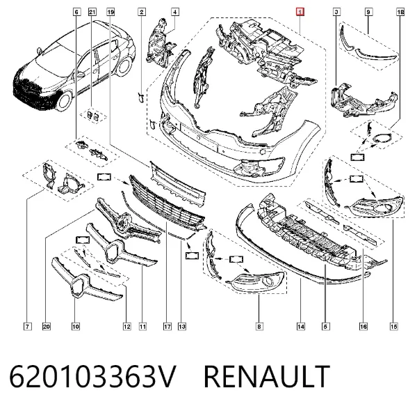 Paragolpes 620103363V Renault (RVI)