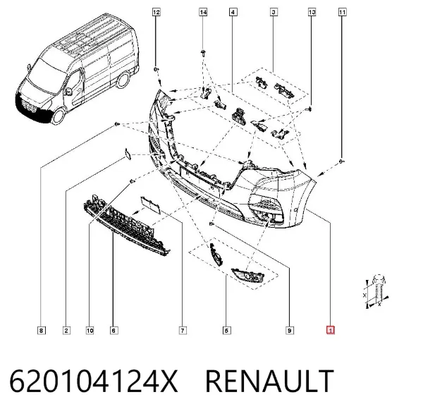 Paragolpes 620104124X Renault (RVI)