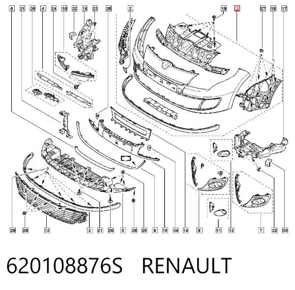 Paragolpes 620108876S Renault (RVI)