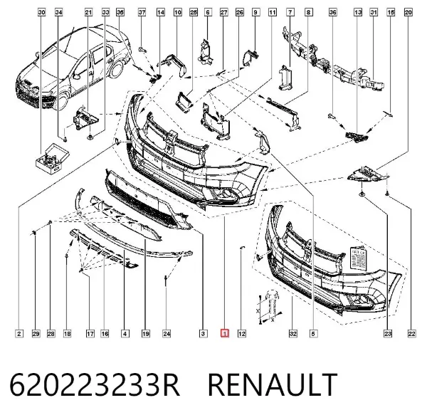 Paragolpes 620223233R Renault (RVI)