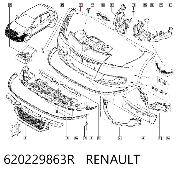 Paragolpes 620229863R Renault (RVI)