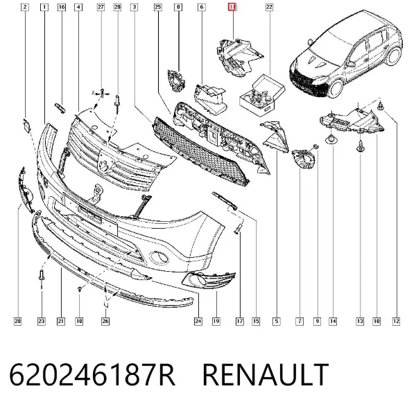 Protector derecho del parachoques delantero 620246187R Renault (RVI)
