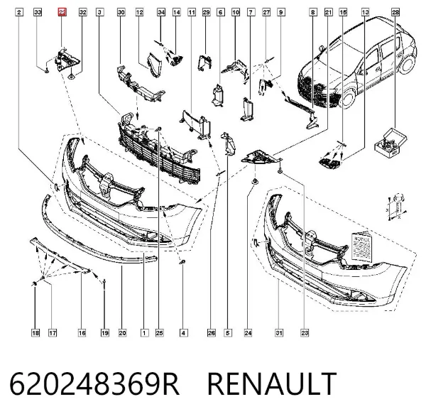 Protector derecho del parachoques delantero 620248369R Renault (RVI)
