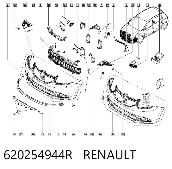 Protector izquierdo del parachoques delantero 620254944R Renault (RVI)