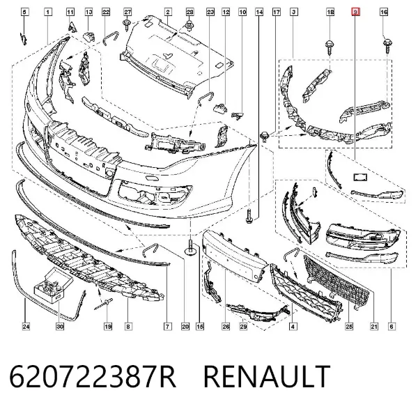 Moldura de parachoques delantero 620722387R Renault (RVI)
