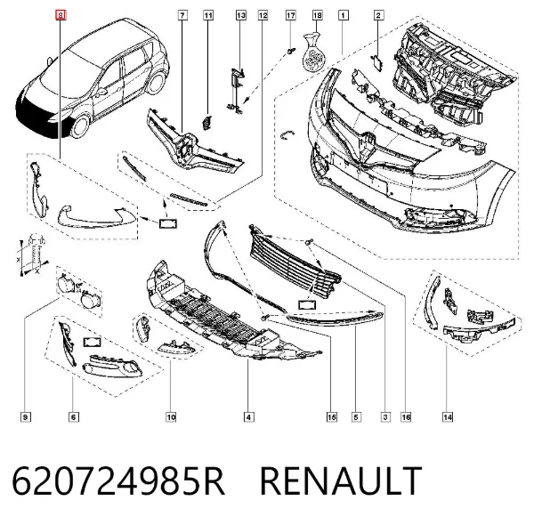 Moldura de faro antiniebla 620724985R Renault (RVI)