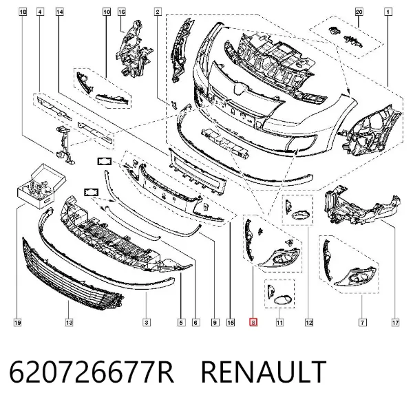 Moldura de faro antiniebla 620726677R Renault (RVI)