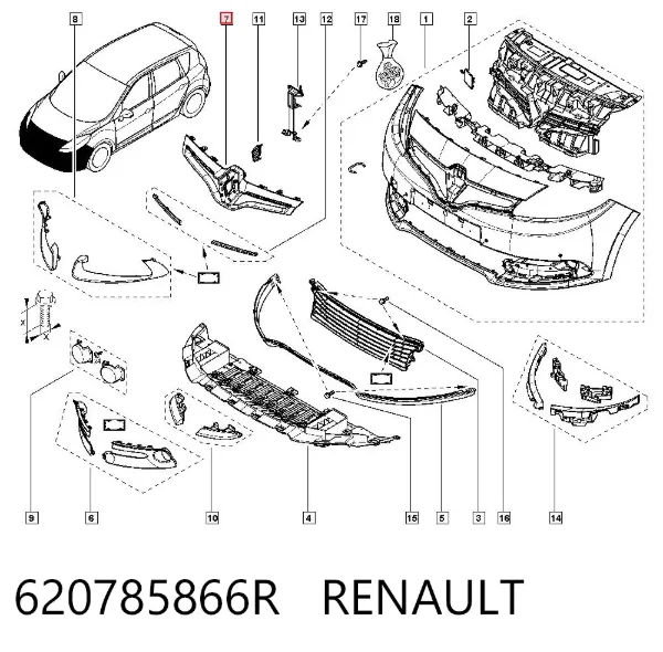 Parrilla 620785866R Renault (RVI)