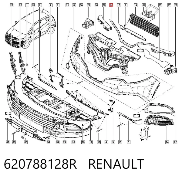 Moldura inferior de la parrilla del radiador 620788128R Renault (RVI)