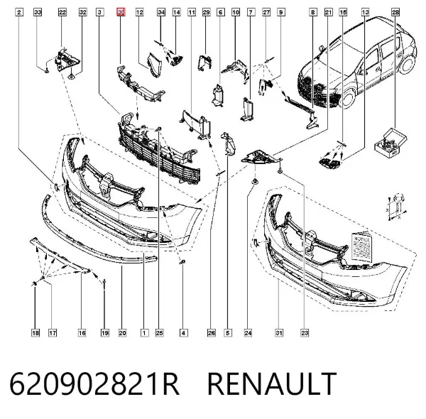 Absorbedor del parachoques delantero 620902821R Renault (RVI)