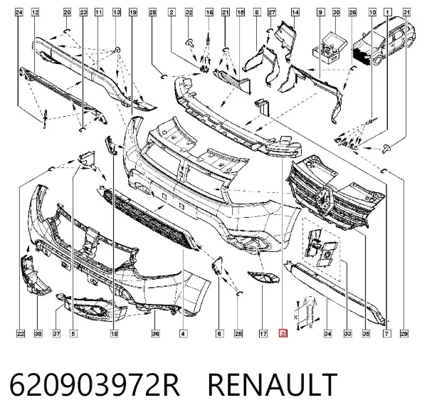 Absorbedor del parachoques delantero 620903972R Renault (RVI)