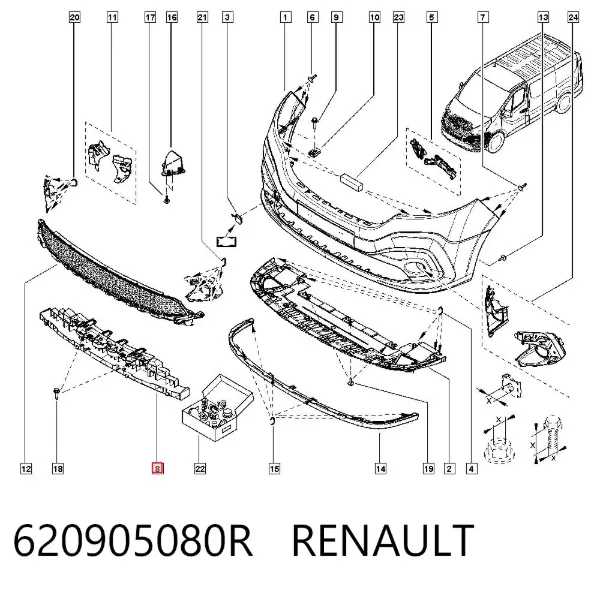 Absorbedor del parachoques delantero 620905080R Renault (RVI)