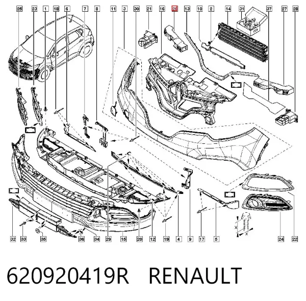 Soporte de parachoques delantero derecho 620920419R Renault (RVI)