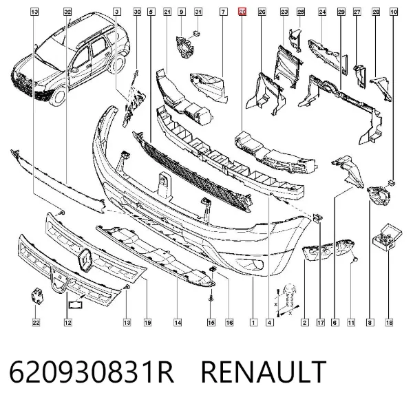 Absorbedor del parachoques delantero 620930831R Renault (RVI)