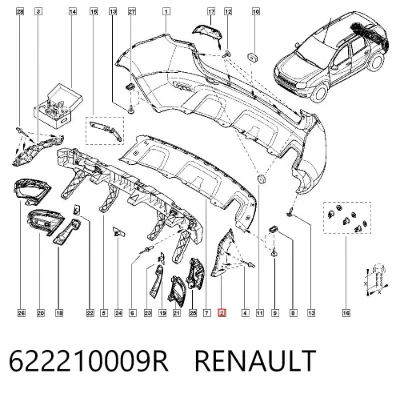 Soporte de parachoques trasero izquierdo RENAULT 622210009R