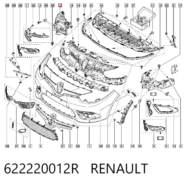 Soporte de parachoques delantero derecho 622220012R Renault (RVI)