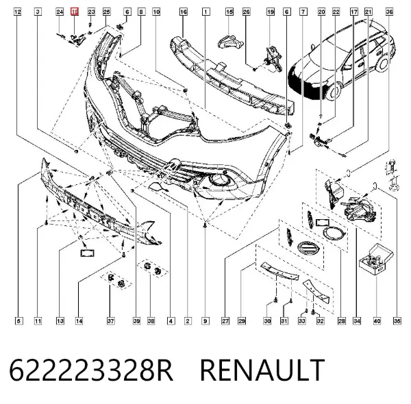 Soporte de parachoques delantero derecho 622223328R Renault (RVI)