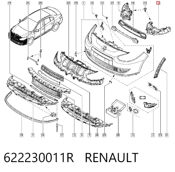 Soporte de parachoques delantero izquierdo 622230011R Renault (RVI)