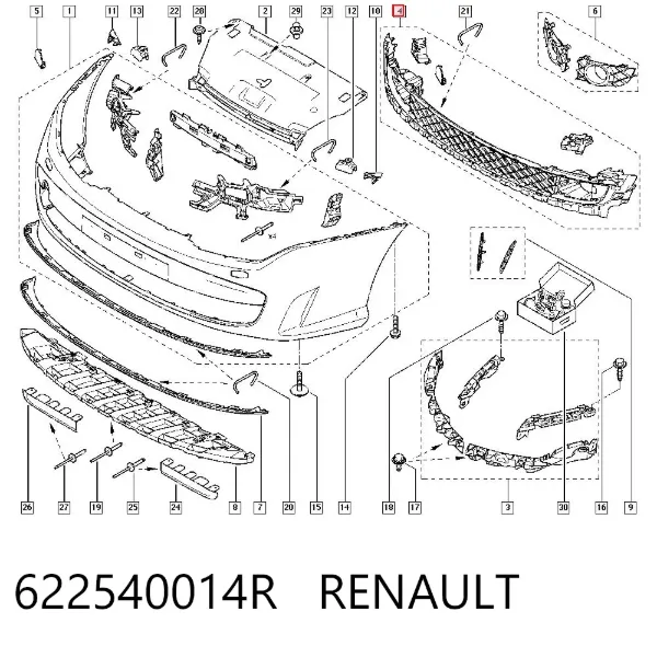Rejilla del parachoques delantero 622540014R Renault (RVI)
