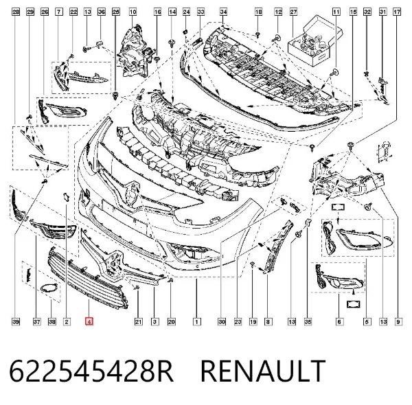 Rejilla del parachoques delantero 622545428R Renault (RVI)