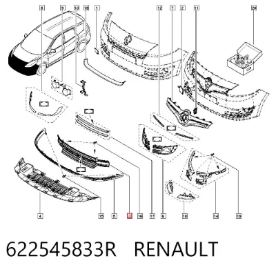 Rejilla del parachoques delantero RENAULT 622545833R