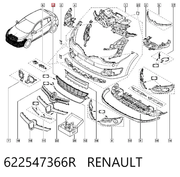 Rejilla del parachoques delantero 622547366R Renault (RVI)
