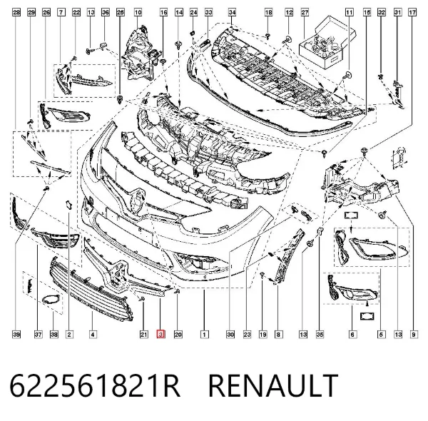 Parrilla 622561821R Renault (RVI)