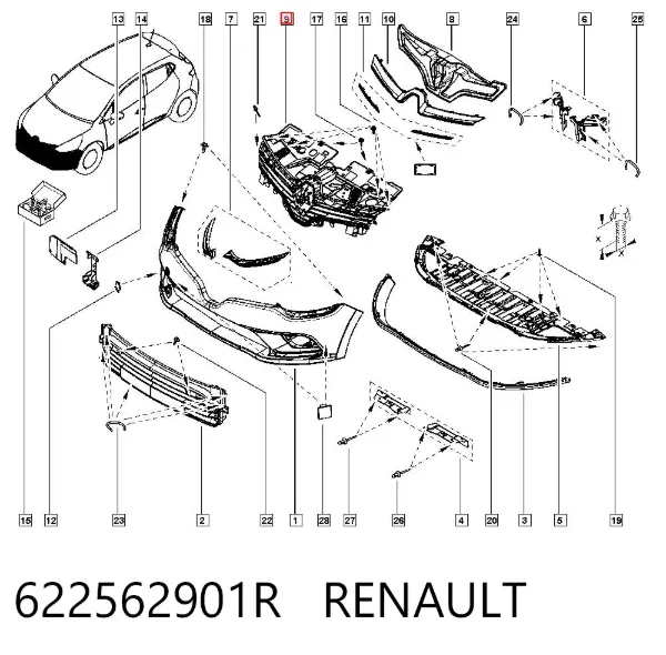 Parrilla 622562901R Renault (RVI)