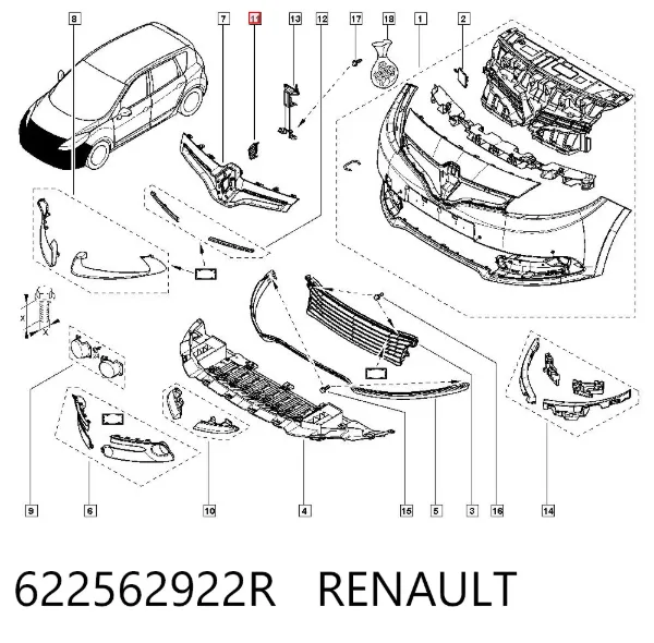 Protector para parachoques 622562922R Renault (RVI)