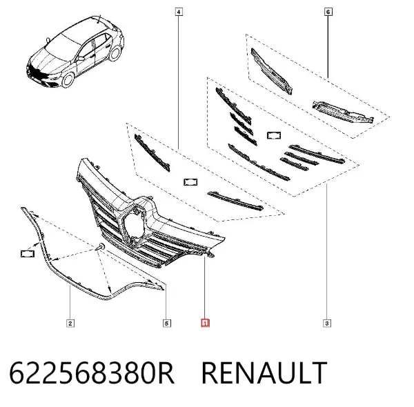 Parrilla 622568380R Renault (RVI)