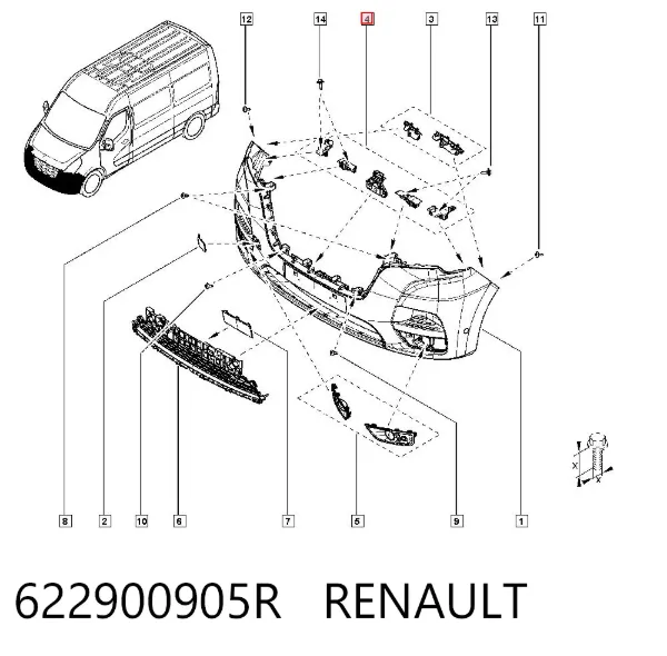 Kit de soportes/fijaciones del parachoques delantero 622900905R Renault (RVI)