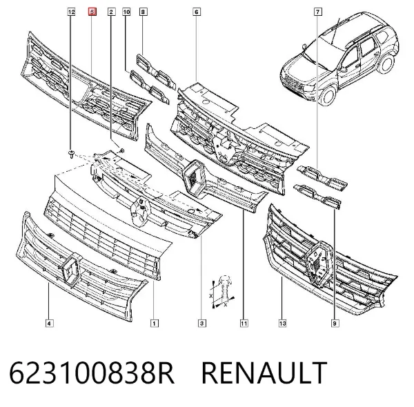 Parrilla 623100838R Renault (RVI)
