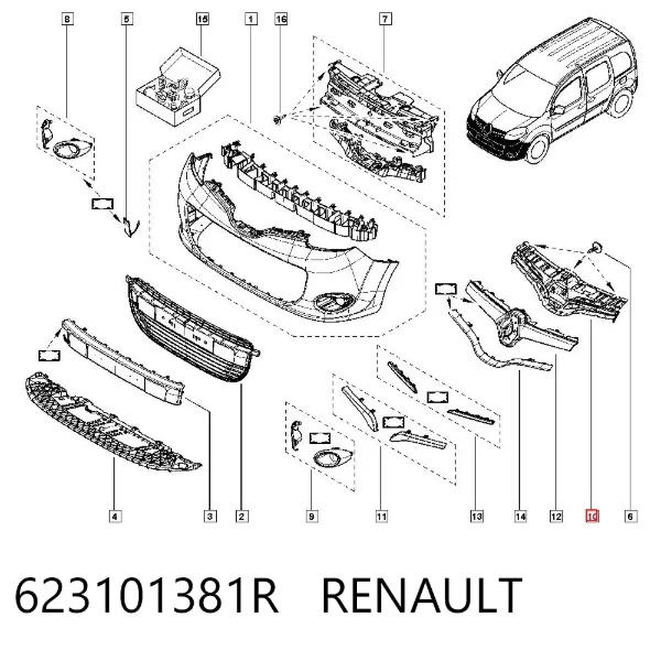 Parrilla 623101381R Renault (RVI)