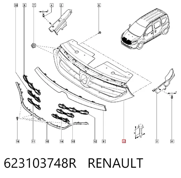 Parrilla 623103748R Renault (RVI)