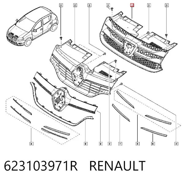 Parrilla 623103971R Renault (RVI)