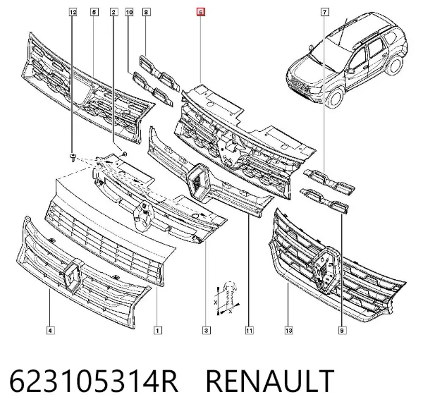 Parrilla 623105314R Renault (RVI)