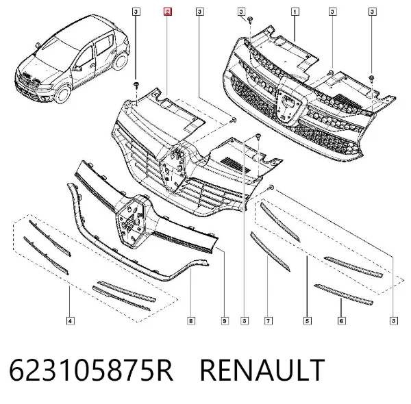 Parrilla 623105875R Renault (RVI)