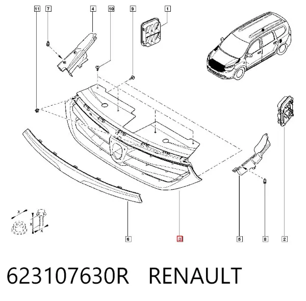 Parrilla 623107630R Renault (RVI)